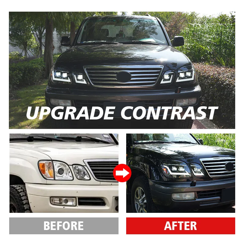 Um par para farol Lexus Lx470 1998-2007 Acessórios de carcaça de lente transparente