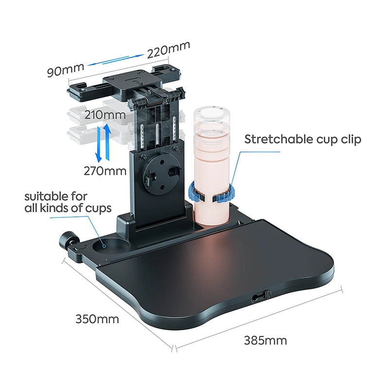 Car Back Seat Tray Table-Stable Auto Backseat Food Trays Desk for Rear Passenger Road Trip Eating & Work, Multifunctional Adjust