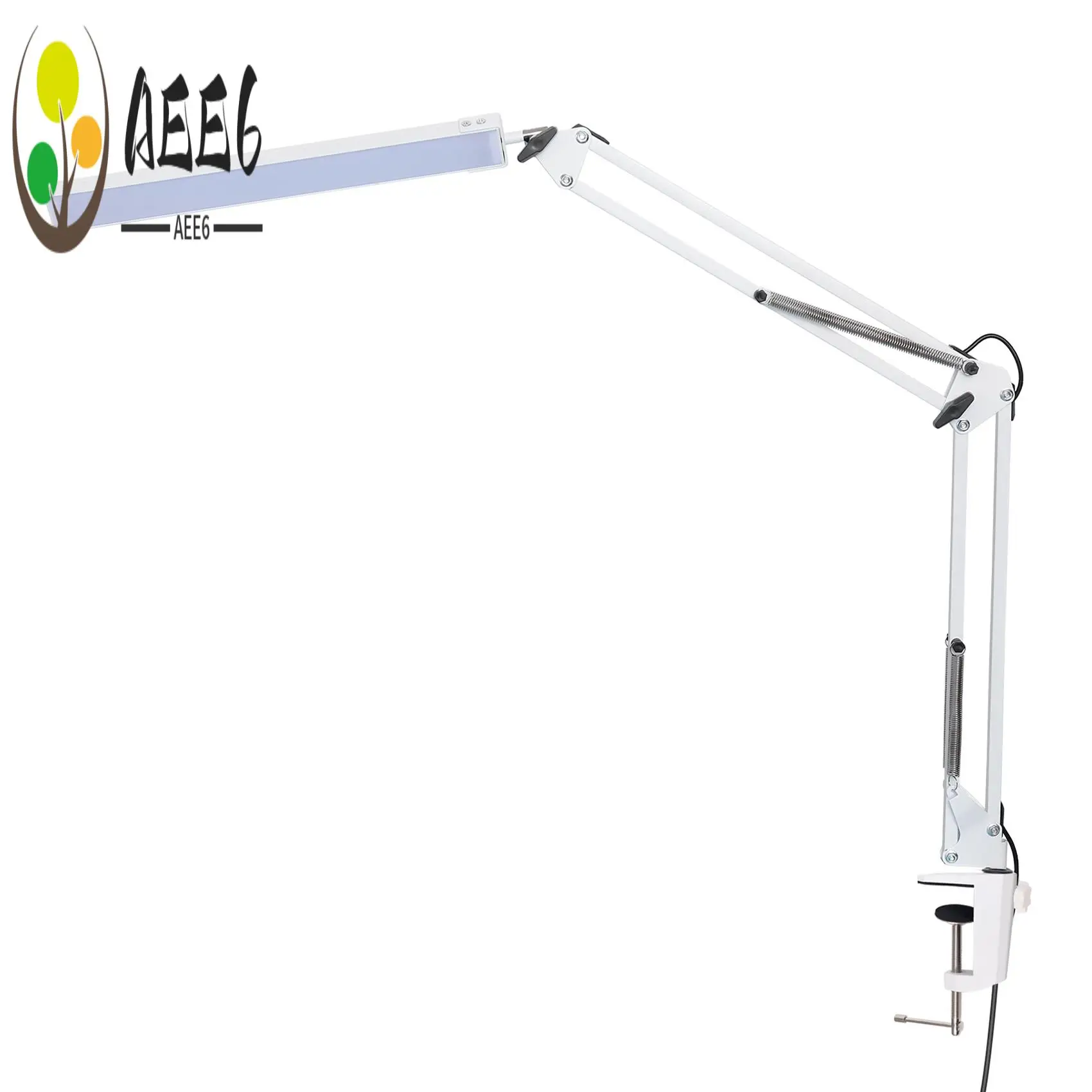 

AEE6-LED настольная лампа с зажимом, настольная лампа с поворотным кронштейном мощностью 10 Вт, 3 режима освещения, регулируемая настольная лампа для учебы, рисования, офиса