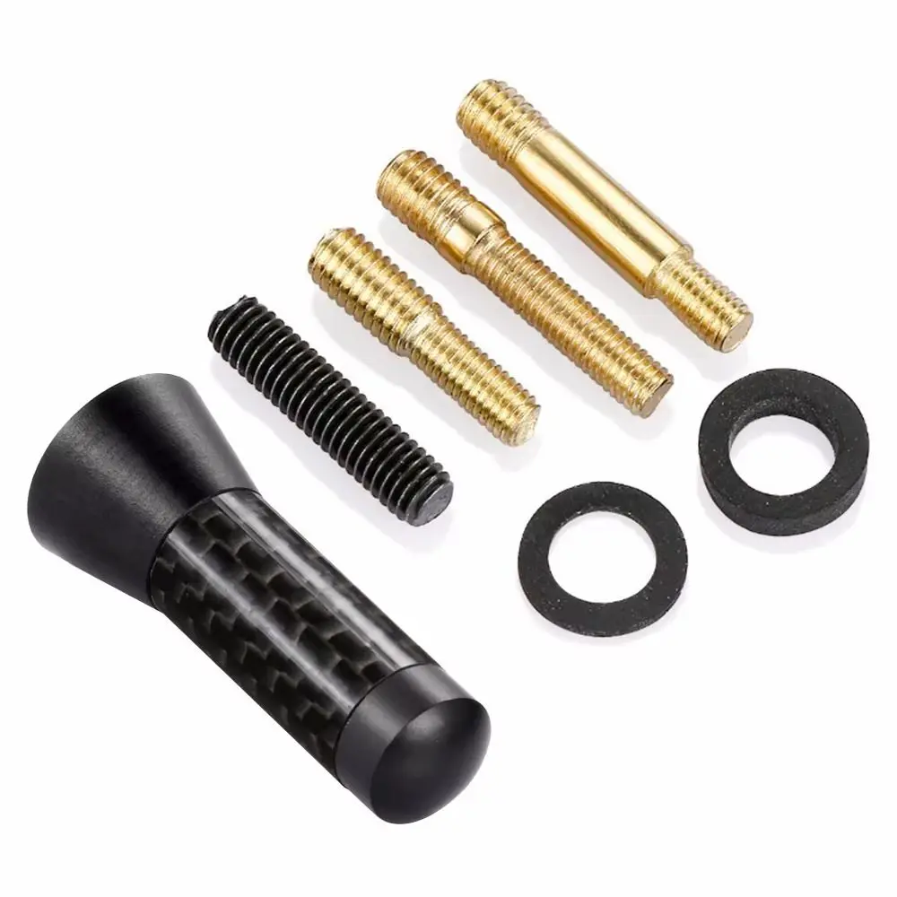

2Pcs 3.5cm Car Roof Antenna Carbon Fiber Short Car Radio Aerial Screw Tightening Enhanced Signal Metal Short Stubby Mast Antenna