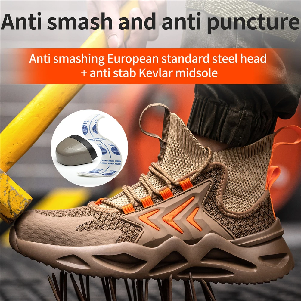 Summer new light and comfortable outdoor protective work boots men's shoes steel head anti-fall anti-stab safety shoes