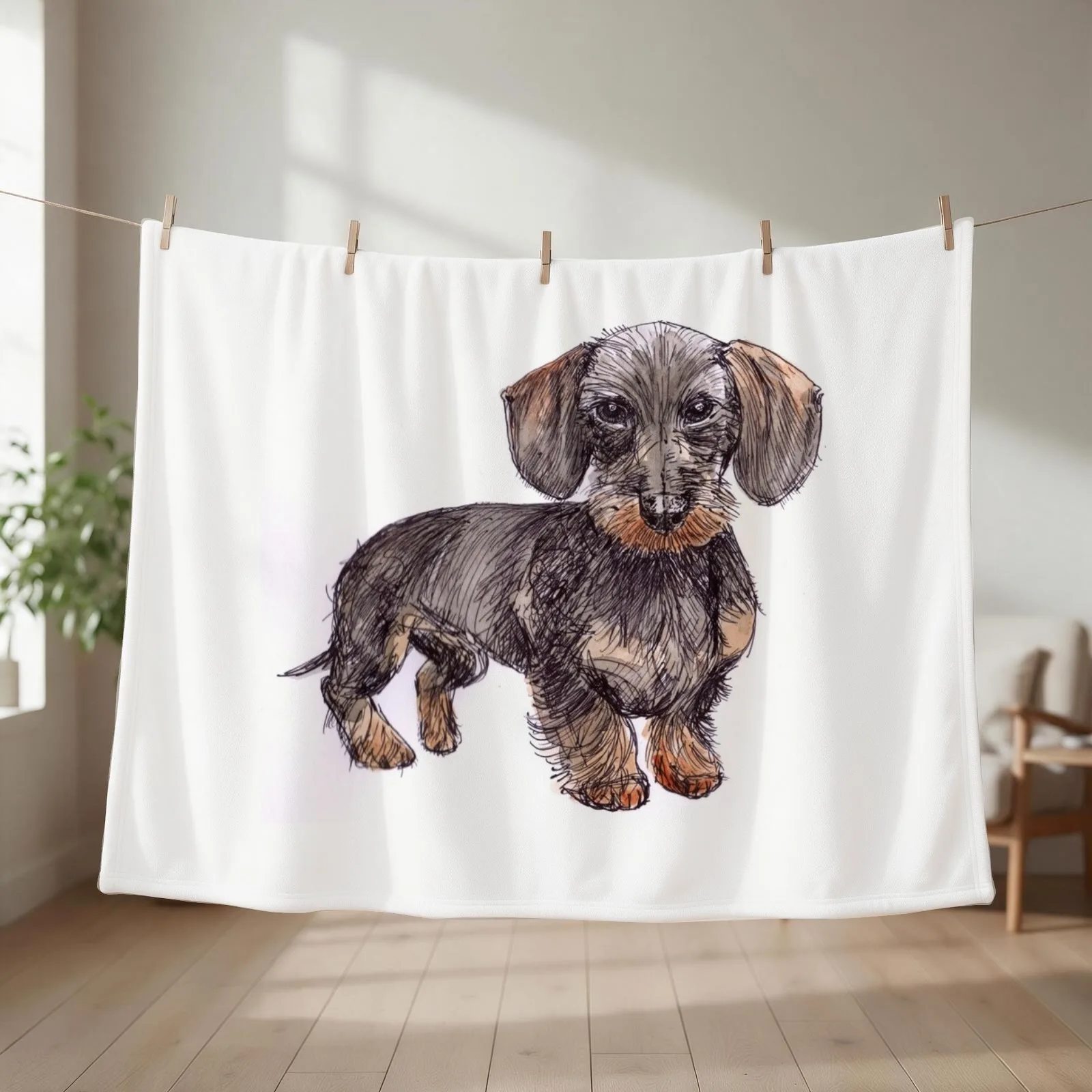 Wire Haired Daschund Throw Blanket couch cozy soft plush fuzzy picnic outdoor blanket