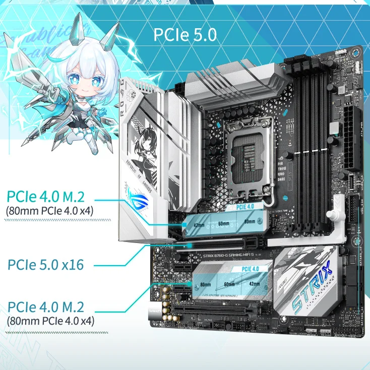 ROG STRIX B760-G GAMING WIFI S Motherboard Small Blow Snow PCIE 5.0 DDR5 Wi-Fi 6E ATX 14th & 13th & 12th Gen Processors