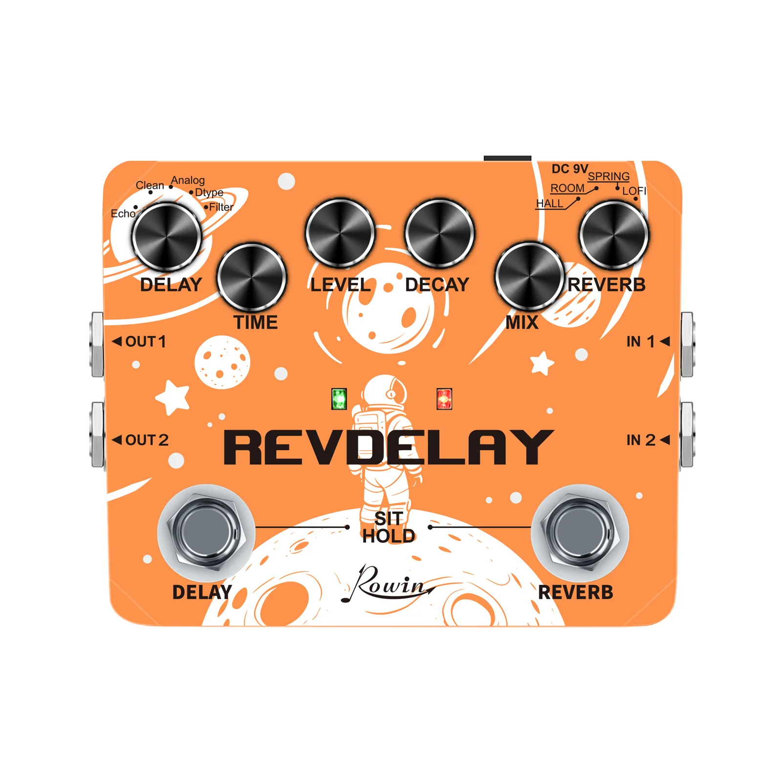rowin-dual-footswitch-stompbox-digital-delay-plate-reverb-2in1-multi‑mode-5-delay-modes-4-reverb-algorithms-guitar-bass-effect