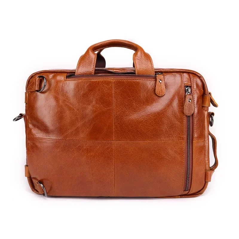 Retro leather backpack men's 14-inch computer bag first layer cowhide handbag single shoulder