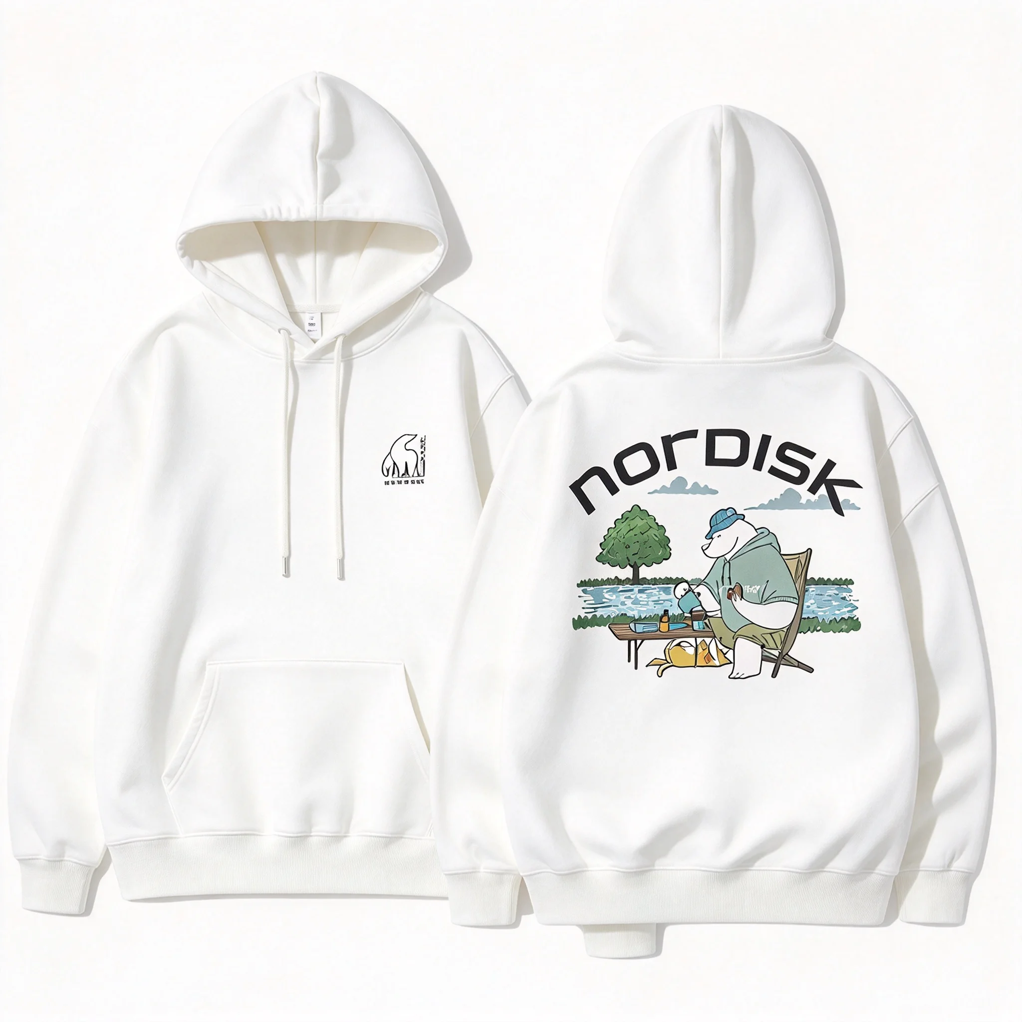 2026 Unisex Autumn Outdoor Camping Animal Graphic Hoodie Black Loose Oversized Streetwear Long Sleeve Casual Pullover Tops