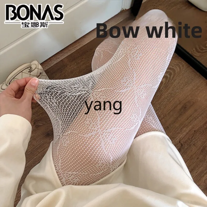 LMM lace white stockings women's thin summer Internet celebrity pantyhose anti-hook fishnet socks