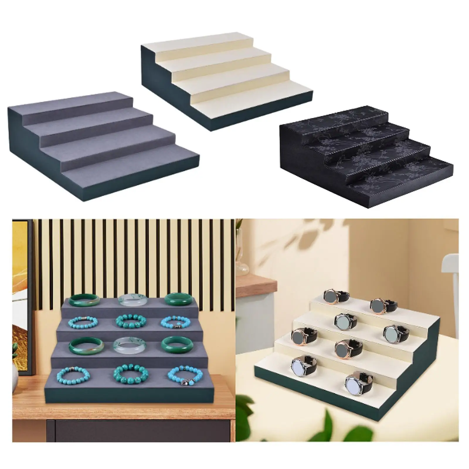 حامل عرض المجوهرات منظم العطور 4 طبقات متعدد الأغراض رف عرض متدرج رف عرض حامل العطور للمكياج #1