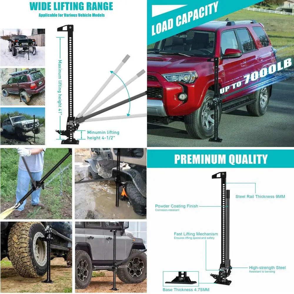 

Домкрат с храповым механизмом для внедорожников, грузоподъемность 7000 фунтов (48 штук), для подъема на высоту до 48 дюймов
