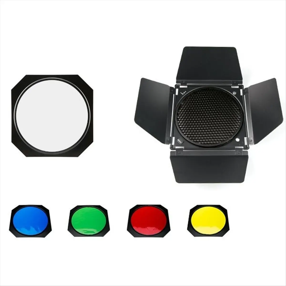 《Factory Direct》Barn Door Reflector Honeycomb Grid 4 Color Filter for 18cm Standard Reflector for BD-04 Photo Studio Accessories