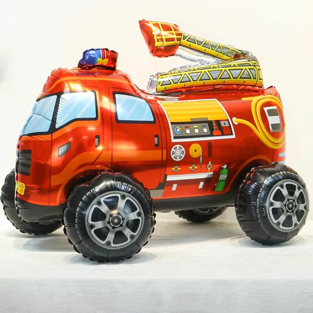 Fire Truck Party Decoration Birthday Number Foil Fire Engine Balloon for Kids Firefighter Fireman Birthday Party Favors Supplies