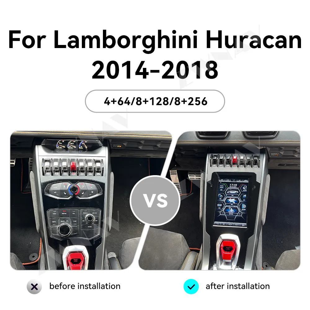 Android 13 CarPlay 10.4 inch Screen For Lamborghini Huracan 2014-2018 Car Radio GPS Navigation Multimedia Player Head Unit Auto