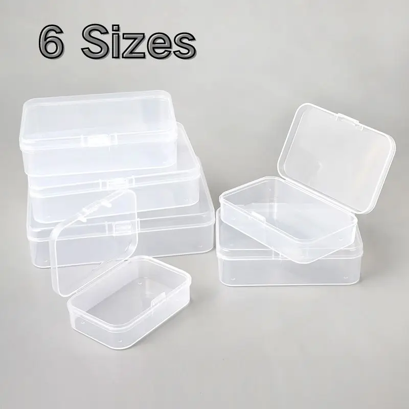 6 Sizes Mini Plastic Rectangular Storage Box Translucent Packing Box Dustproof Case Strong Jewelry Storage Case Container