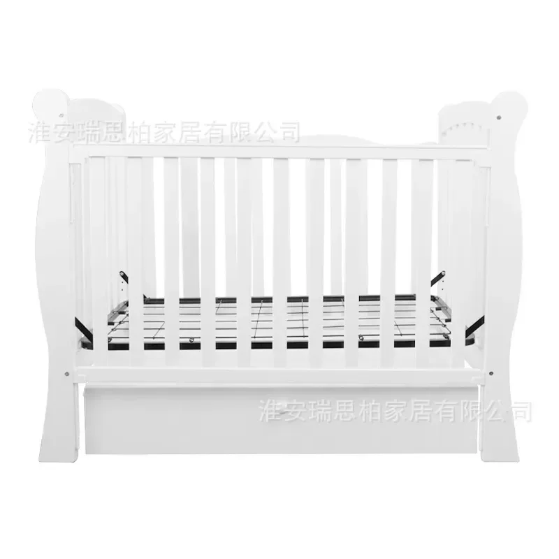 New White Adjustable  Cradle Bed with Drawers Factory Direct Sales