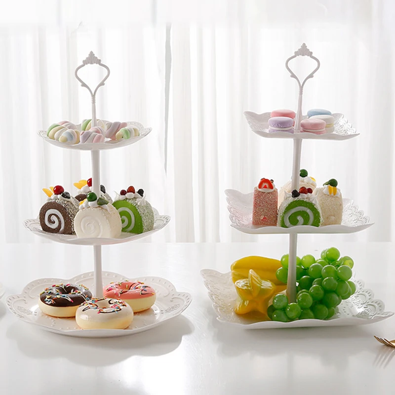 3 Tier Cake Stand Display White Rack Afternoon Tea Wedding Cupcake Plate Party Tableware Xmas Brithday Decoration Dessert Holder