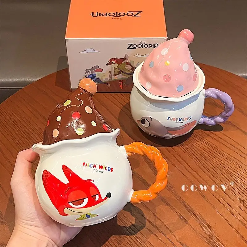 ديزني زوتوبيا جودي نيك الرسوم المتحركة لطيف ماجيك قبعة القدح السيراميك فنجان القهوة للرجال والنساء الأزواج هدية عيد الميلاد #4