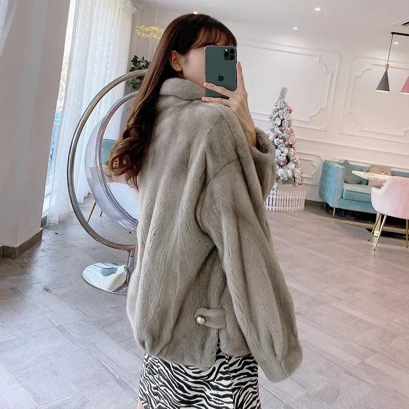 Natural Mink Fur Coat Women Short Real Fur Jacket for Women 2024 Winter Mink Fur Coats and Jackets Square Collar ropa para mujer