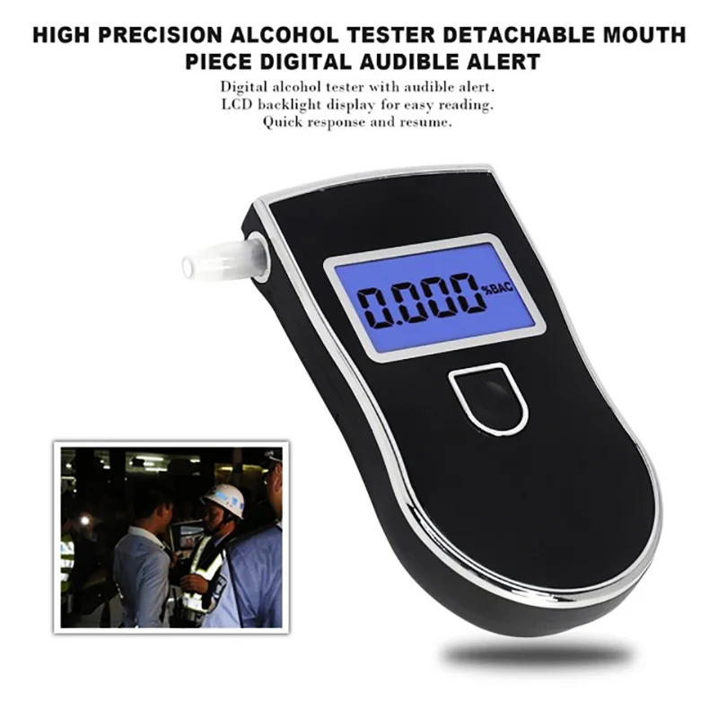 2024 Professional Police Digital Breath Alcohol Tester Breathalyzer AT818 Handheld Backlight Digital Alcohol Concentration