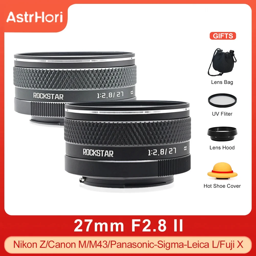 

AstrHori 27mm F2.8 II APS-C Manual Focus Lens Large Aperture For Fujifilm FX Micro4/3 Nikon Z Canon M L mount XT4 XT30 Z6 Z7 Zf