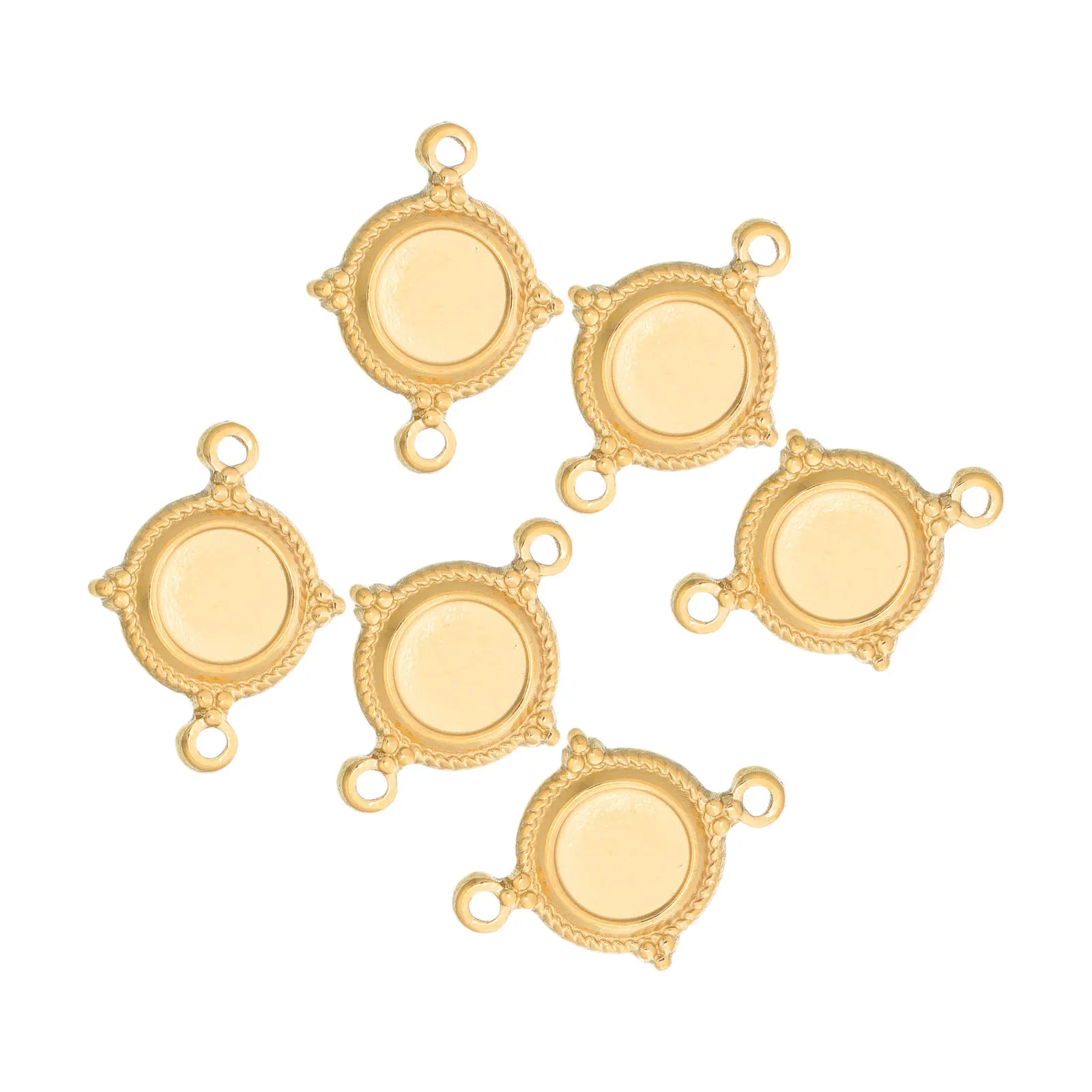 6Pcs Stainless Steel Double Bezel Pendant Trays Photo Charms DIY Jewelry Making Memorial Keepsake Graduation 2026