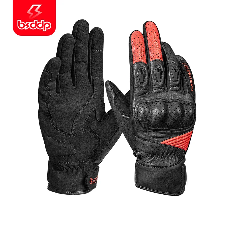 

BSDDP Motorcycle Riding Gloves Four Season Genuine Leather Moto Rider Retro Wear-Resistant Breathable Full finger gloves