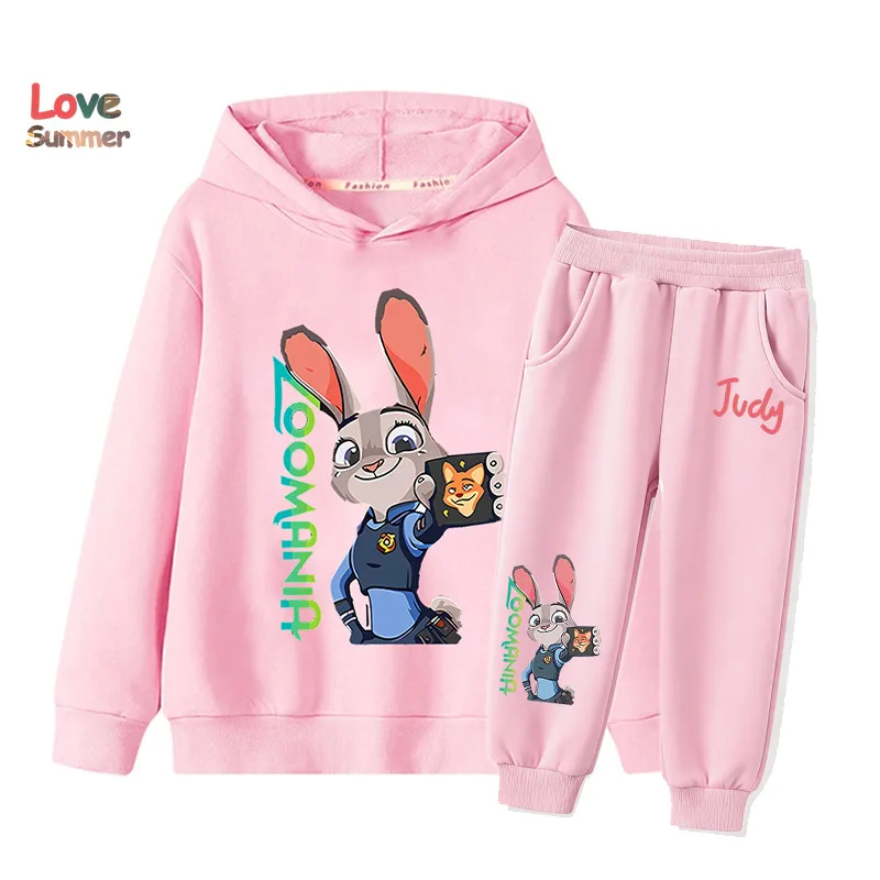 Judy sweat à capuche pantalon 2 pièces nick Zootopia 2 filles vêtements ensembles dessin animé judy imprimer enfants sweat 2 pièces costume mince enfants survêtement