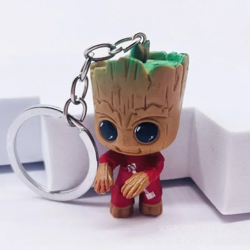 Marvel Groot Promozione Portachiavi Decorazione Action Figure Giocattolo carino Q Figural Decorazione da scrivania Modello Kawaii Regali di compleanno per bambini