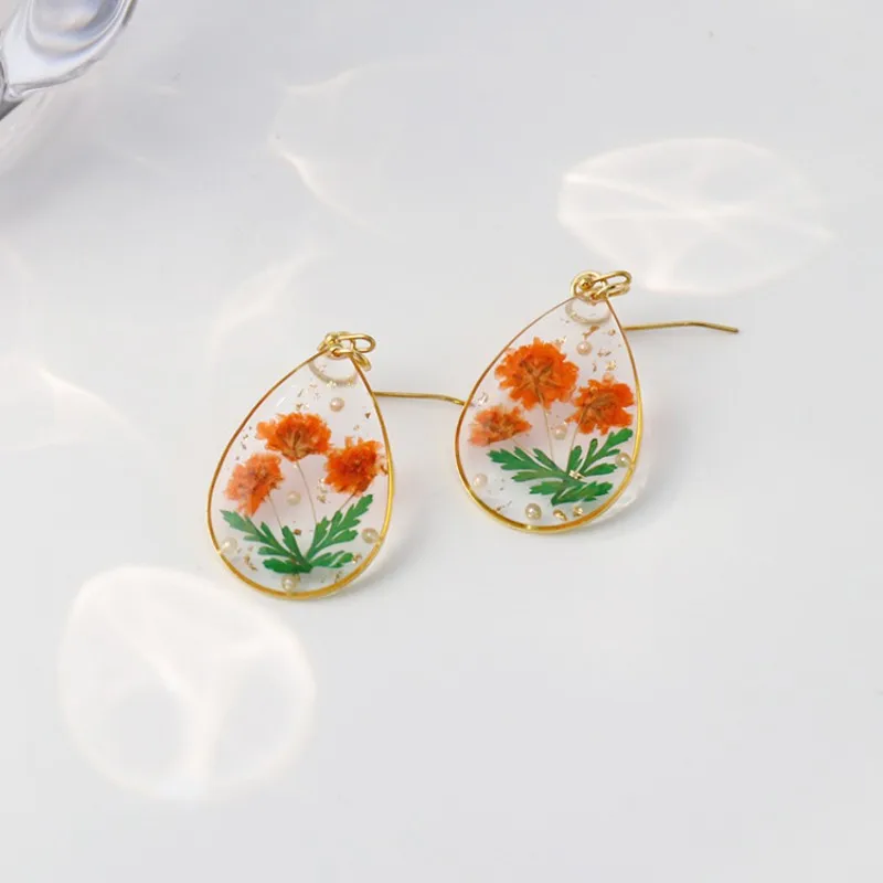 Pressed Flower Geometric Earrings Epoxy Resin Jewelry For Women 27