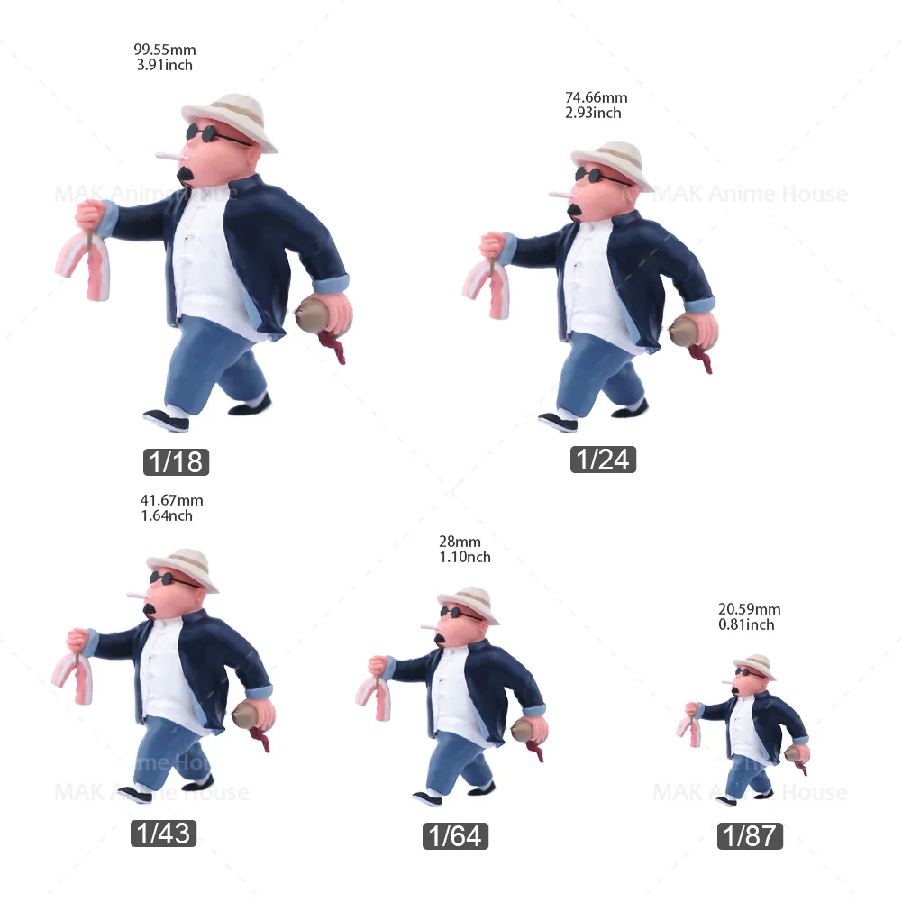 Painted Miniatures 1/64 1/87 1/43 1/24 1/18 Walking Leisurely Smoking Drinking Having Meat Man Mini Resin Doll Scene Decor Toys