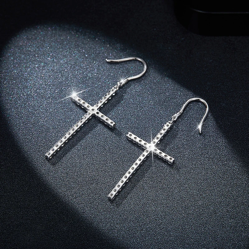 OEVAS-pendientes cruzados de moissanita para mujer, 1,8mm, 100% Plata de Ley 925, diamante, regalo de fiesta de compromiso de boda, joyería fina