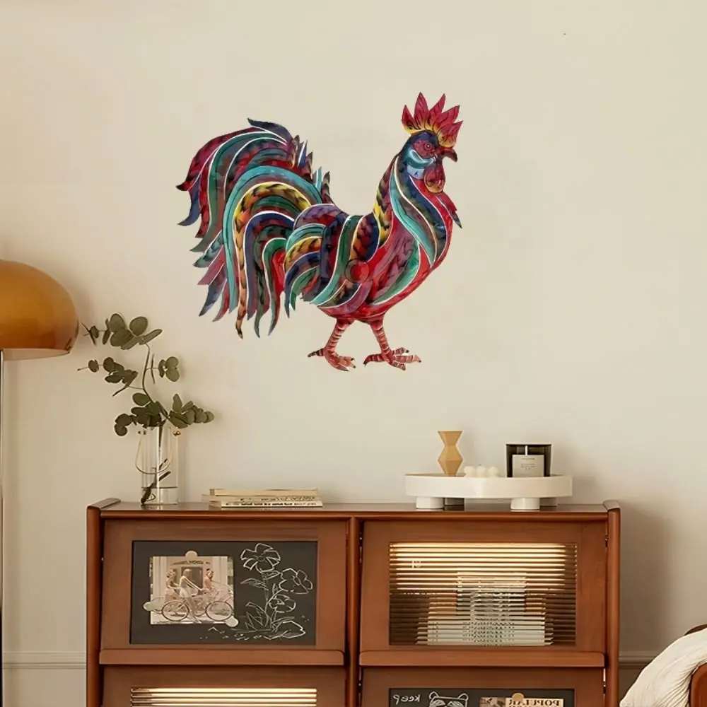 

Metal Rooster Wall Hanging Decoration Art Exquisite Animal Statue Ornament Colorful Miniatures Figurine Sculpture Door
