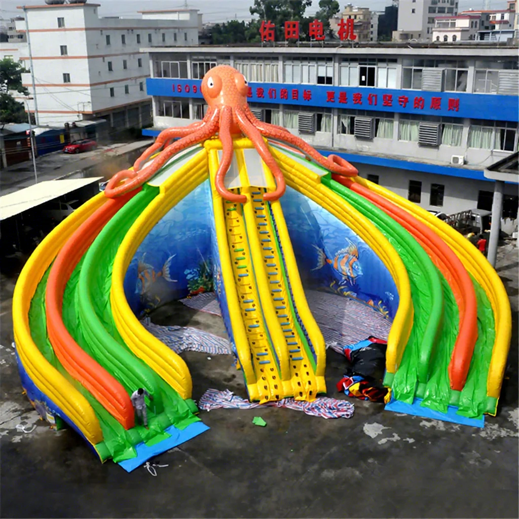 Commercial Grade  Water Park Equipment Wet Slde For Pool Octopus Slide Inflatable Octopus Inflatable Water Slide Pool