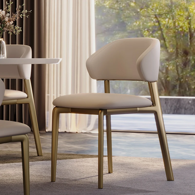 

Premium Leather Dining Chairs Italian Luxury Classic Upholstered Dining Chairs Simple Modern Sillas Para Comedor Furniture