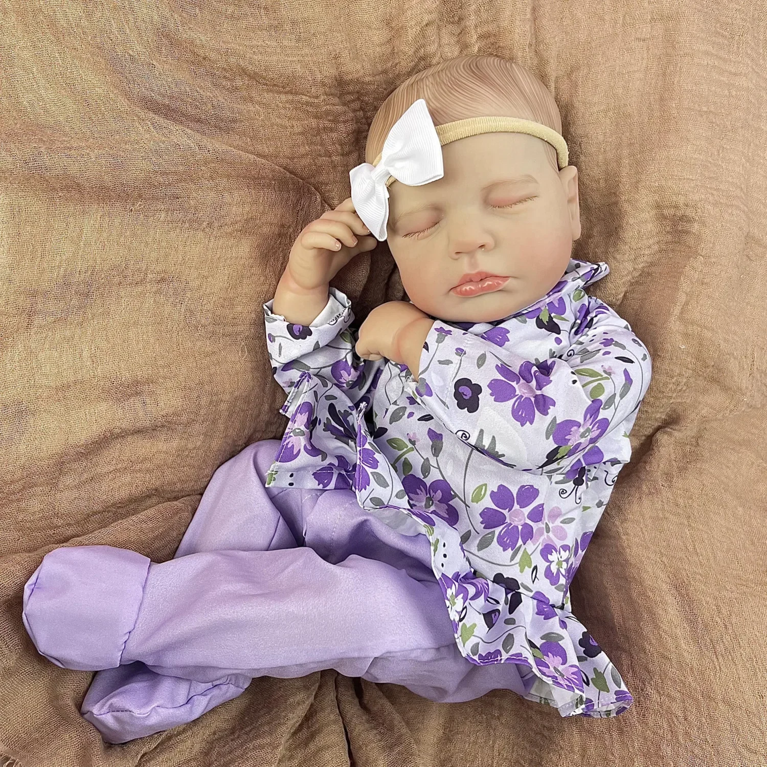 BZDOLL 19inch Realistic Asleep Reborn Baby Doll Toy 48cm 3D Skin Doll with Cloth Body for Girls Birthday Gift Fashionable Doll