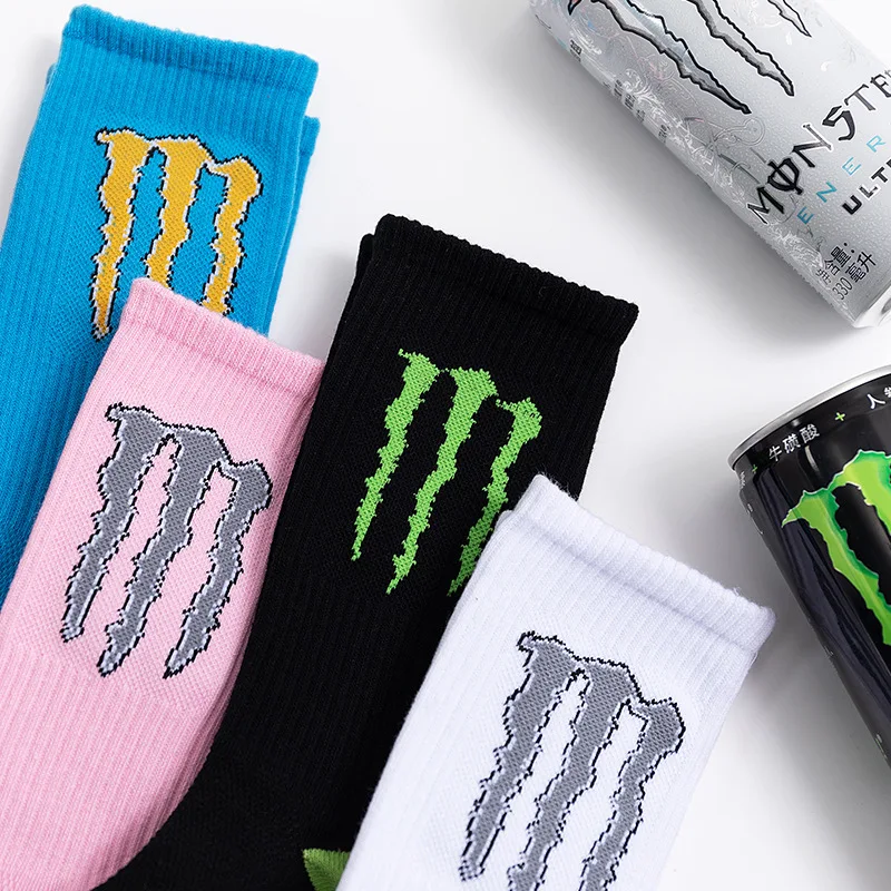 5 ペア モンスター エナジー ソックス メンズ レディース スポーツ ソックス ストリート スタイル ヒップホップ