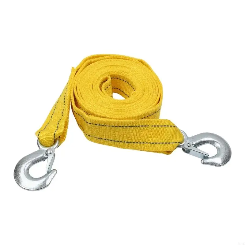 T8UC 4M Towing Pull Rope Strap Car Tow Cable Steel Hooks Road Recovery