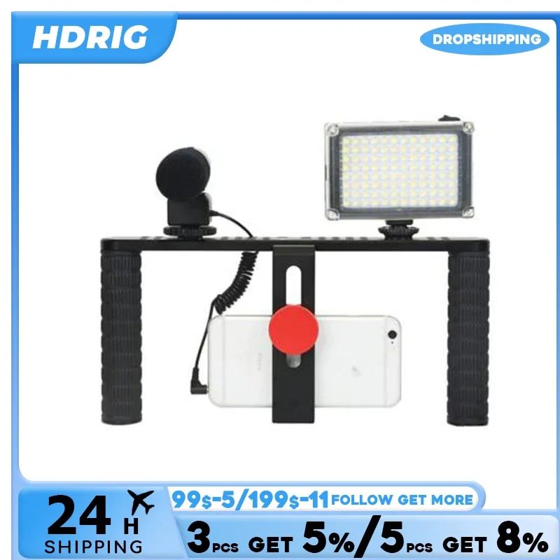 HDRiG uniwersalny stop aluminium SmartPhone klatka zestaw wideo ściskacz Filmmaking Cas do fotografowania dla wideo Vlog Live Stream