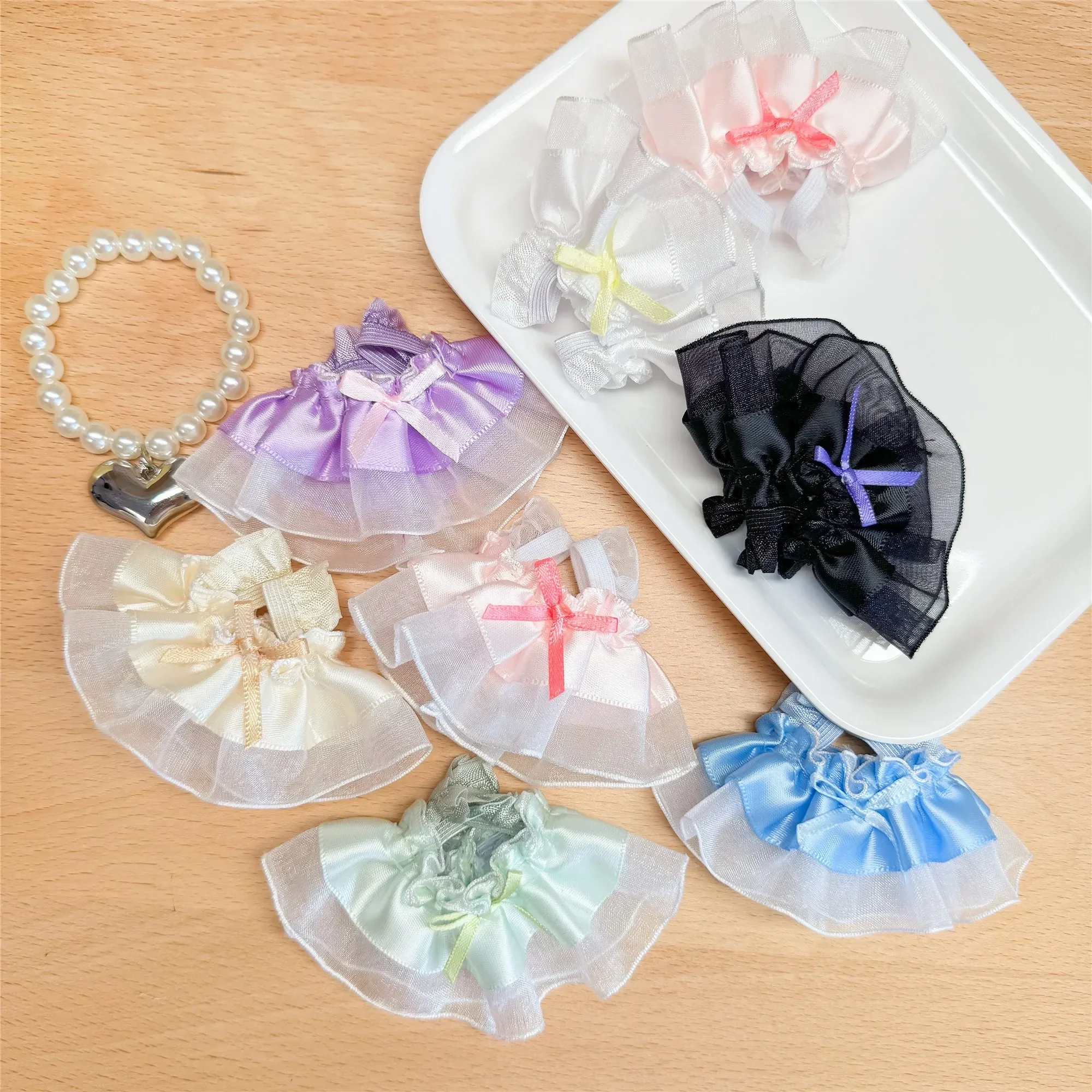 

For Pompom Doll Clothes 1:12 Lace Summer Dress Princess Skirt 10-15cm Cotton plush Doll for labubu Clothes Dolls Accessories