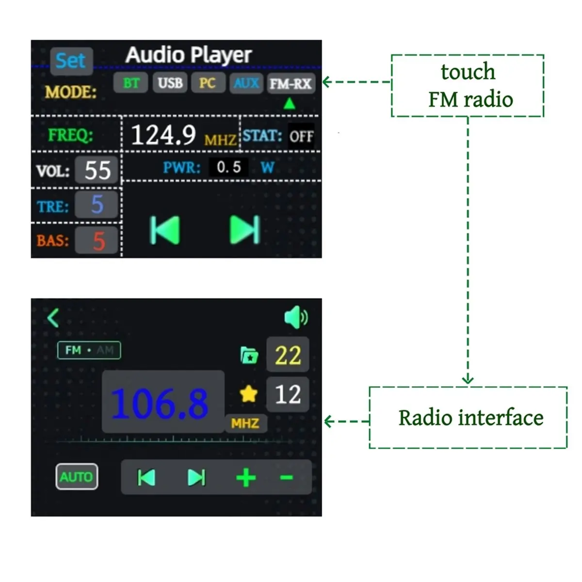 

(ABGQ) FM125 FM-передатчик 27MHZ-125MHZ, FM-радио, поддерживает USB-звуковую карту компьютера, Bluetooth-плеер, EU PLUG