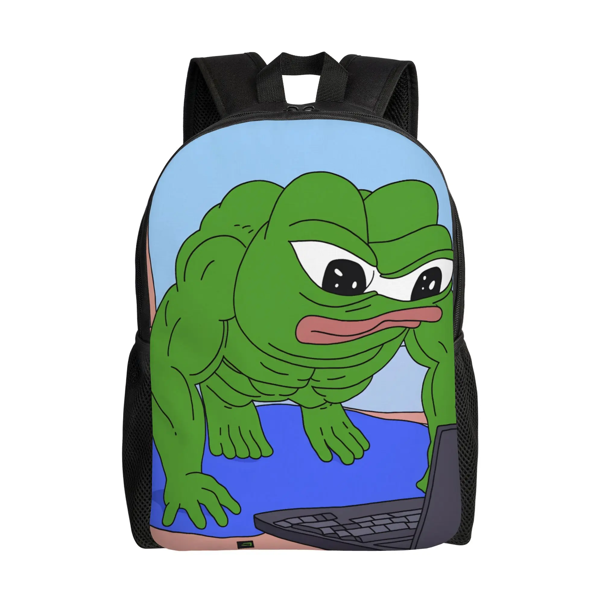 

Sad P-Pepe Frog Classical Backpack with Pocket High School Hiking Cartoon Daypack for Men Women Laptop Computer Shoulder Bag