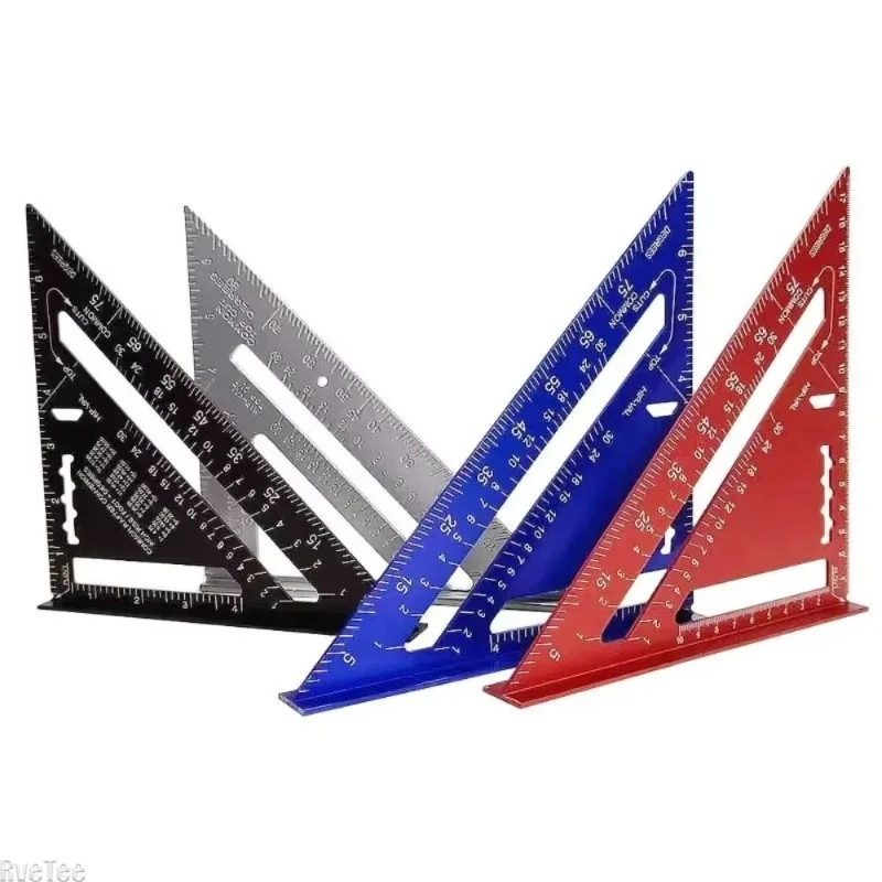 7 Inch Aluminium Alloy Speed Square, Metric Precision Angle Measuring Ruler, Carpenter Triangle Layout Marking Guide Tool
