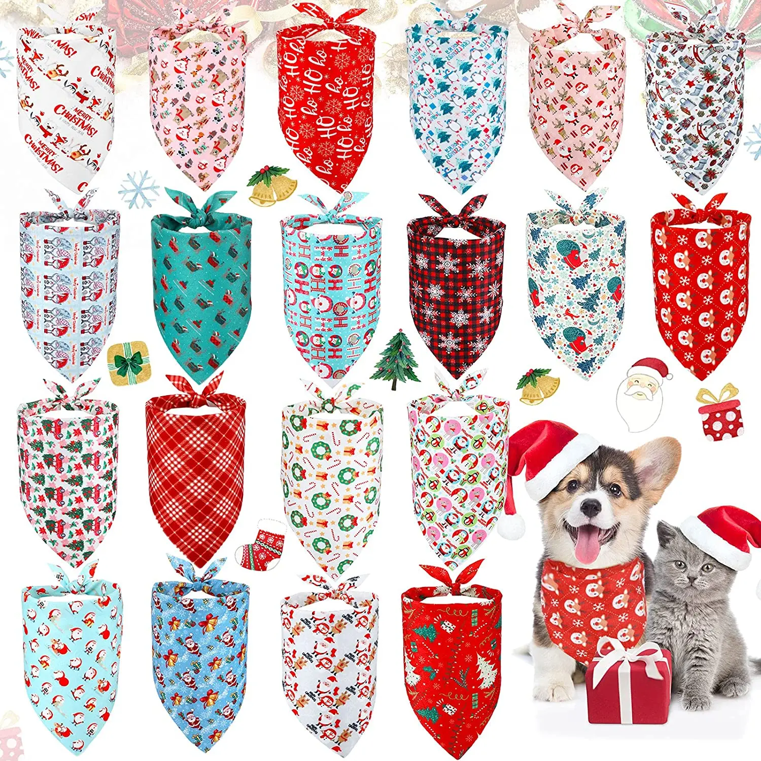 20er Packungen Weihnachts-Hunde-Bandana, dreieckige Schals für Hunde, Thanksgiving, Halloween, Hunde-Lätzchen, Bandanas für Hunde-Accessoires – Detail 19