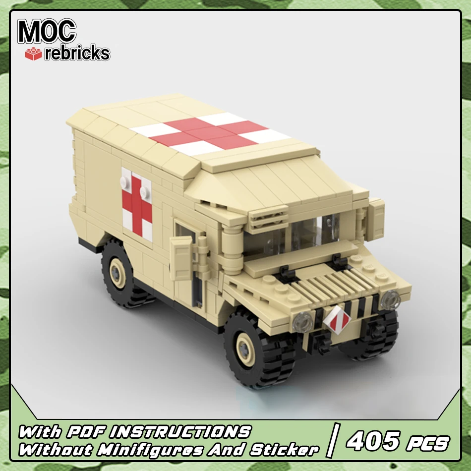 

﻿ Военная серия HMMWV, тактическая скорая помощь, автомобиль большой емкости, MOC, кирпичи, строительный блок, модель «сделай сам», набор кирпичей, игрушки на день рождения
