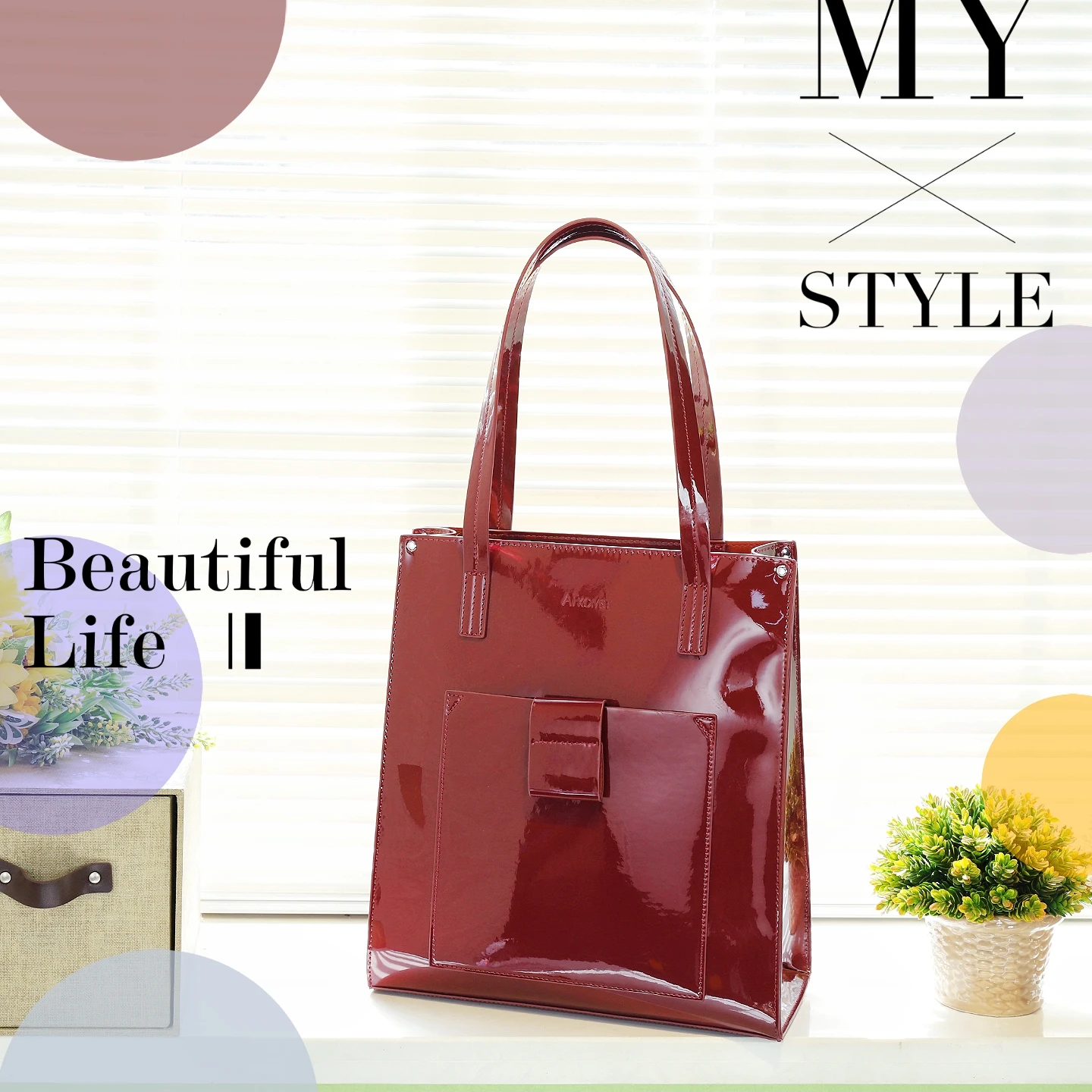 Large capacity Handbag for woman PU Bright Leather Bag - Fashion Luxury designed Shoulder Bag