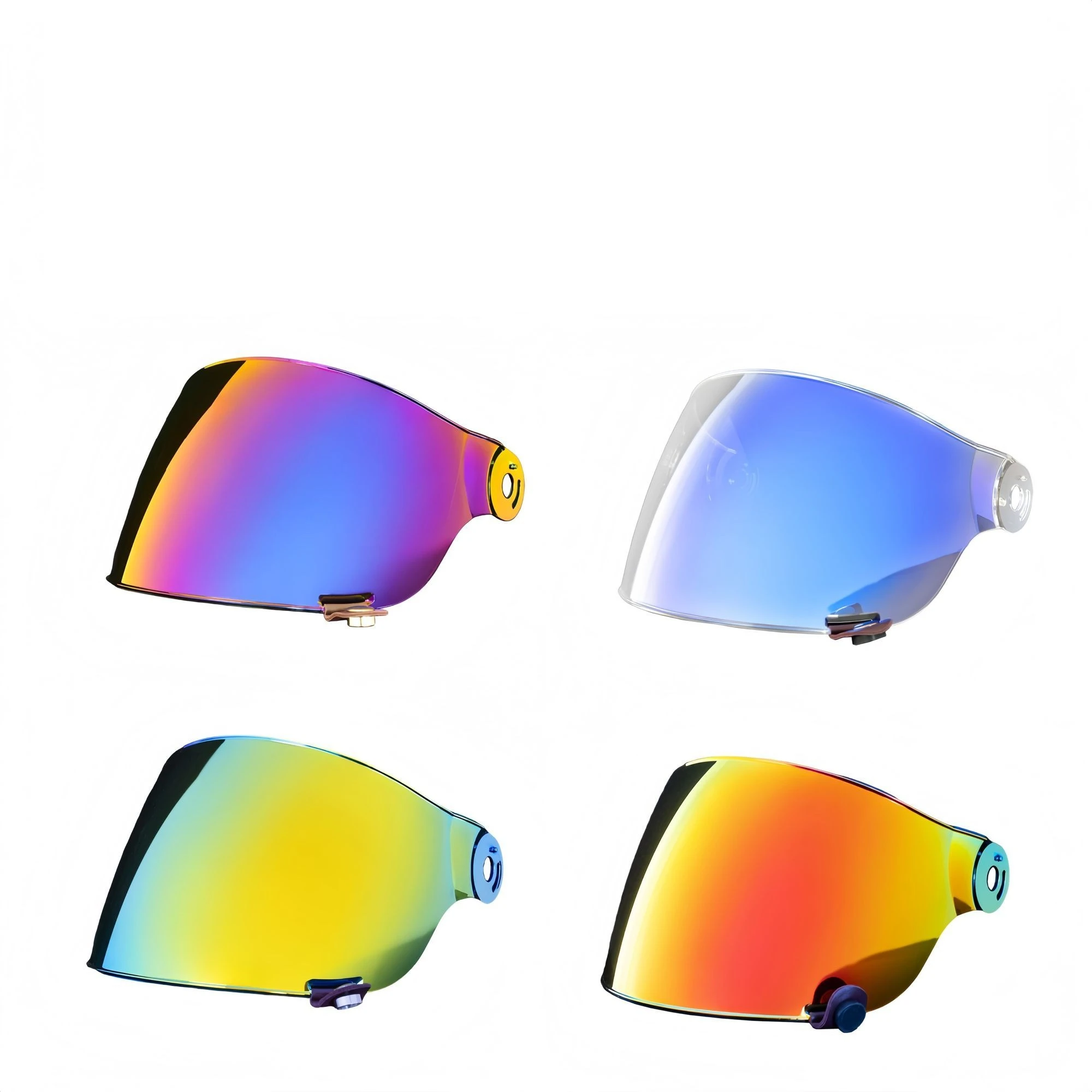 Flat Bubble Mirror for Bullitt Helmet Visor Motorcycle Full Face Helmet Shield Lens Replacement Deep Tea Silver Anti-UV Lens