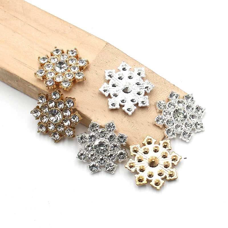 10Pcs 23MM Christmas diamond alloy flower plate buckle Diy Christmas tree wedding dress headwear gift box decoration accessories