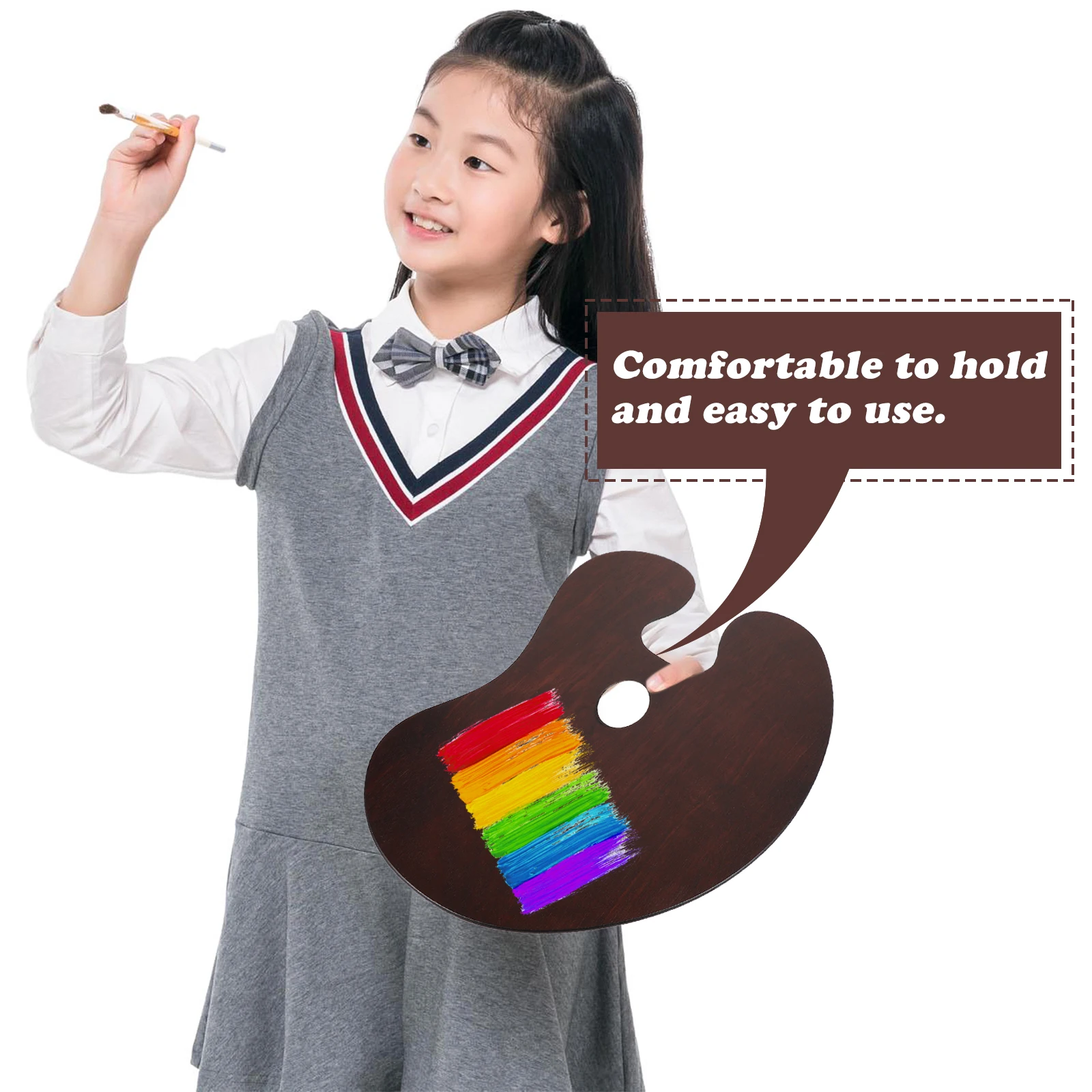 

1pc Wooden Painting Tray Creative Color Mixing Plate Lightweight Durable Art Tool Portable Design For Artists Ideal Gift