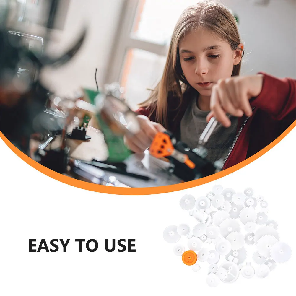 128Pcs DIY Gear Assortment Set Plastic Spindle Gears Kit High Precision Transmission Parts for Creative Projects