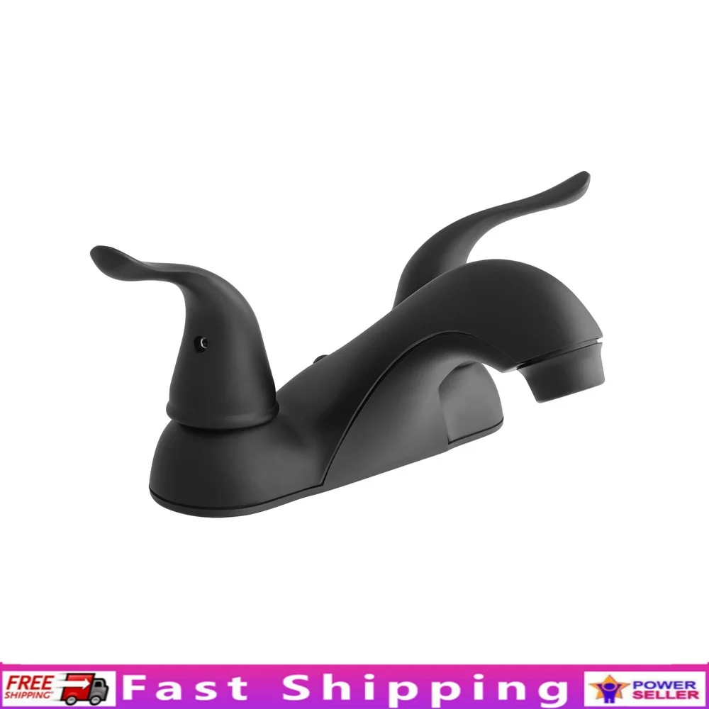 

4-дюймовый смеситель для ванной комнаты с центральной установкой, двойная ручка, выдвижной слив, простая установка, моющаяся, без свинца, матовая черная отделка