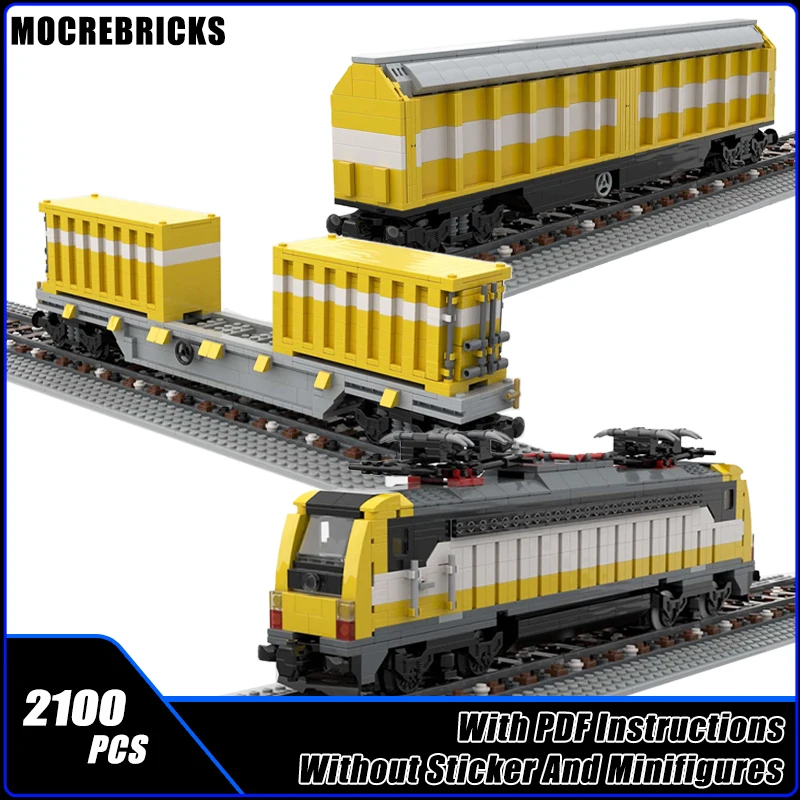 

Classic Technical Railway Swiss Postal Locomotive Habils Freight Wagon Container Train Sets Building Blocks Model Kid Bricks Toy